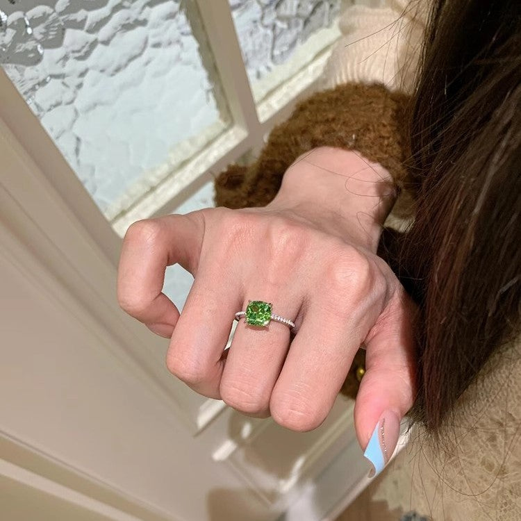 Green Diamond Gift Ring For Women