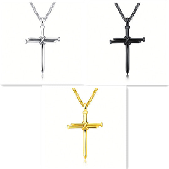 Faith Iron Nail Cross Pendant Necklace