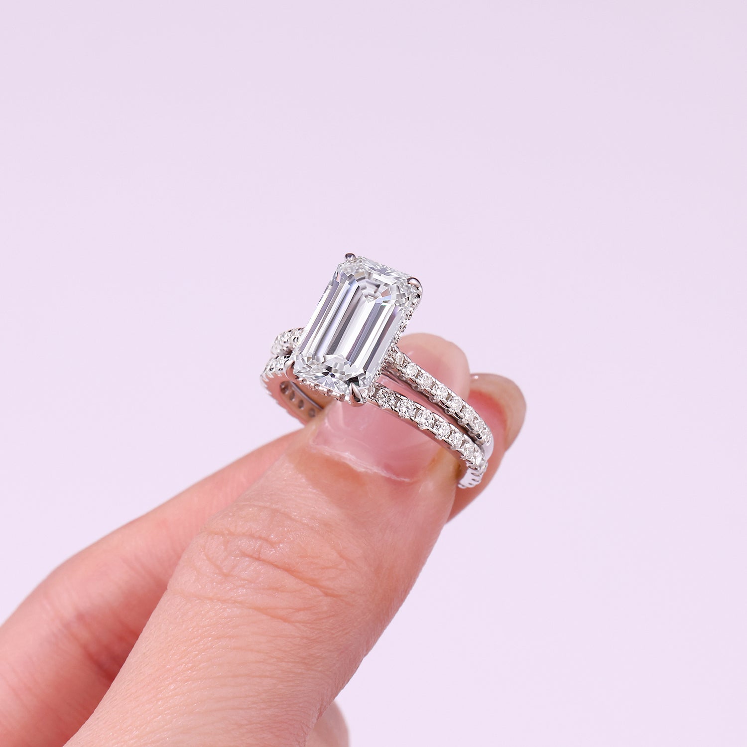 Octagonal Moissanite Double Rings Set With Top-quality Moissanite