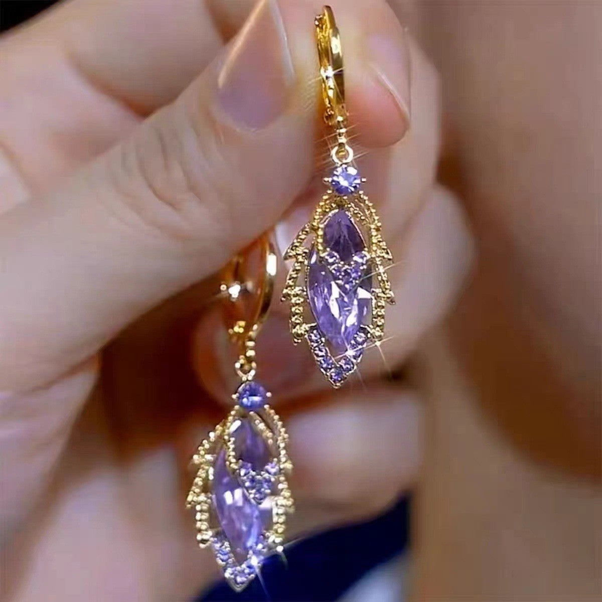 Crystal Leaf Drop Earrings For Her