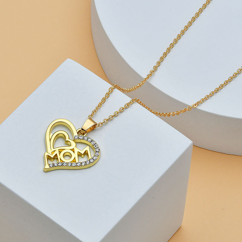 Pretty Gold Mom Heart Shape Necklaces For Mother's Day