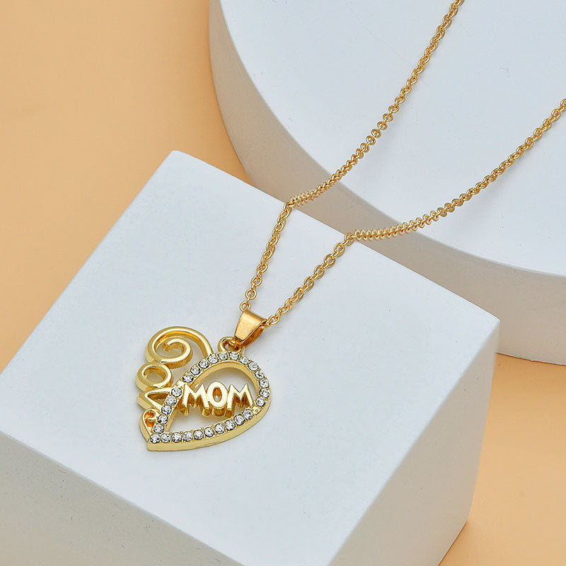 Pretty Gold Mom Heart Shape Necklaces For Mother's Day