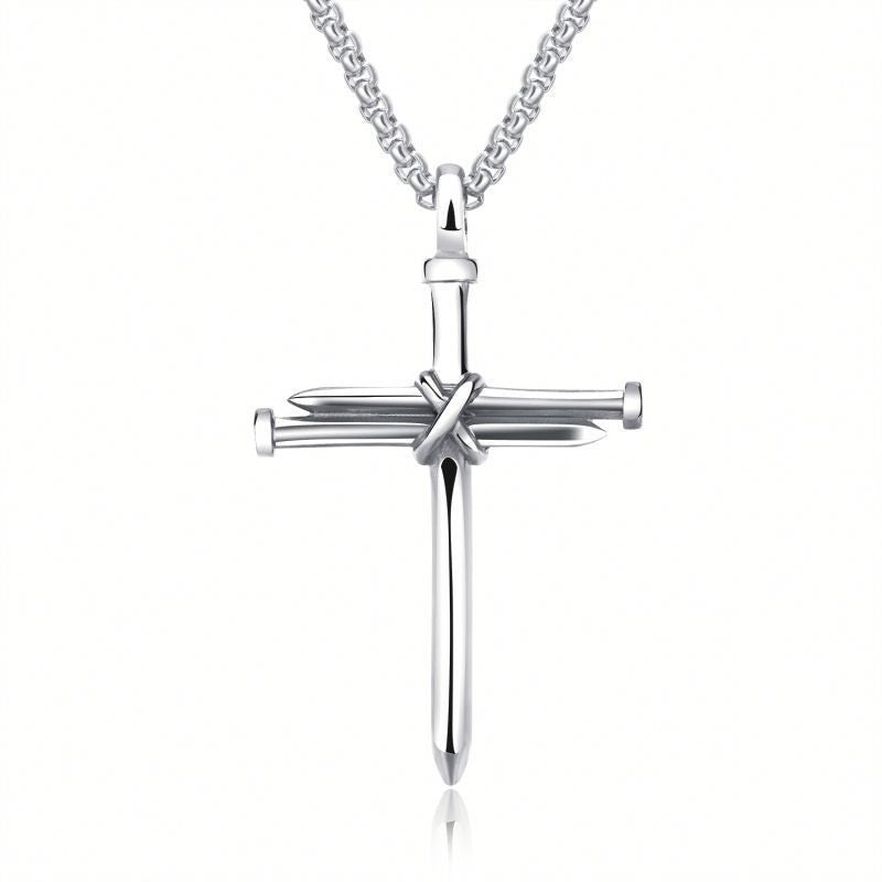 Faith Iron Nail Cross Pendant Necklace
