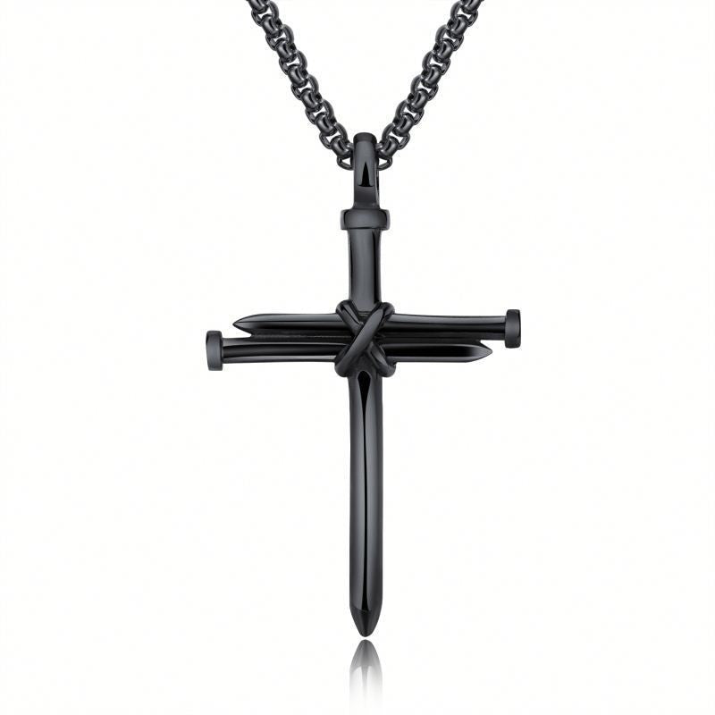 Faith Iron Nail Cross Pendant Necklace