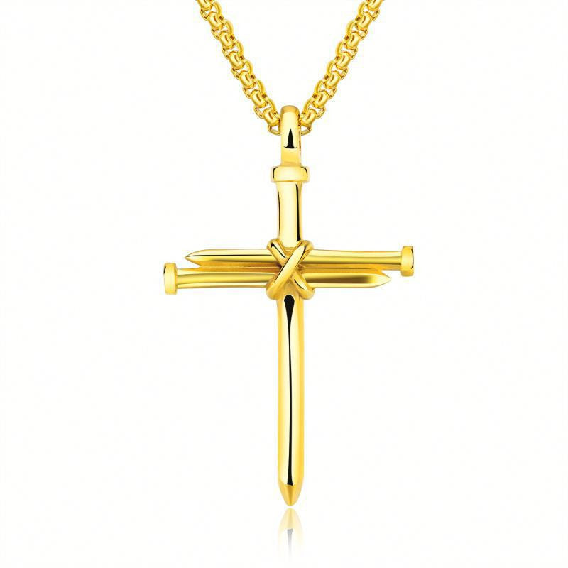 Faith Iron Nail Cross Pendant Necklace