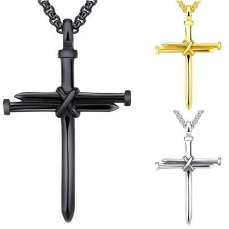Faith Iron Nail Cross Pendant Necklace