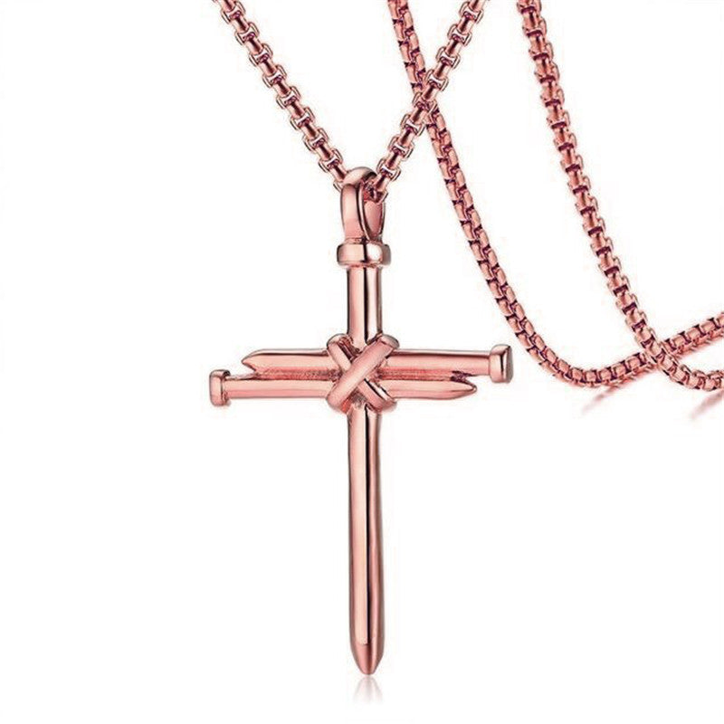 Faith Iron Nail Cross Pendant Necklace