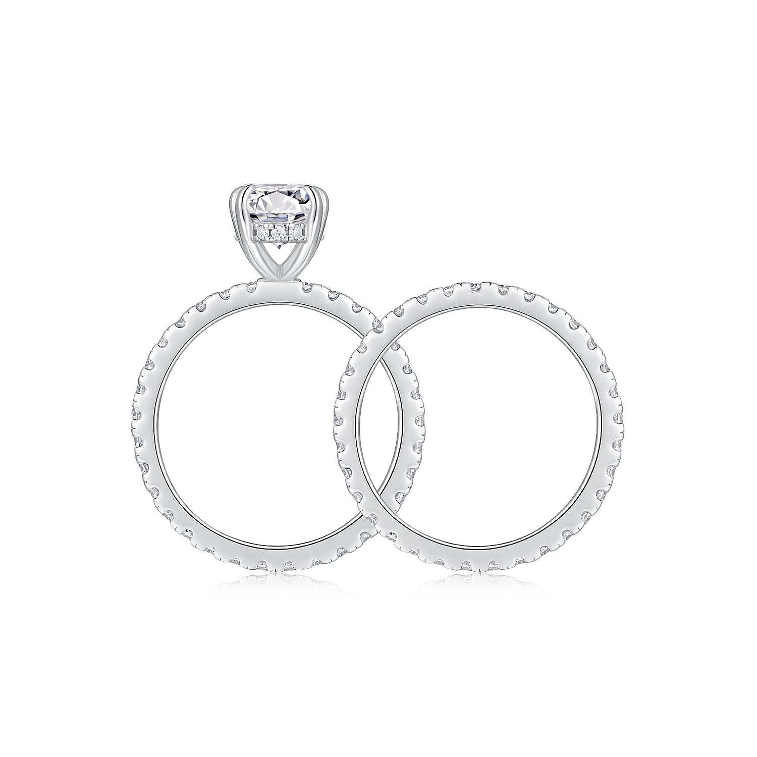Luxury Oval Moissanite Double Rings Set