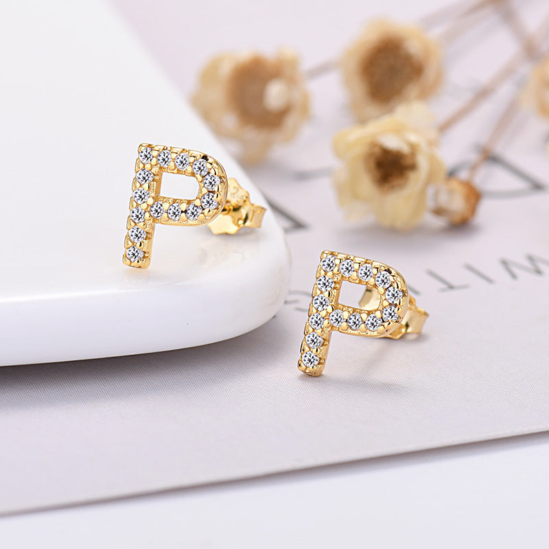 26-letter Zircon Earrings For Her or Him
