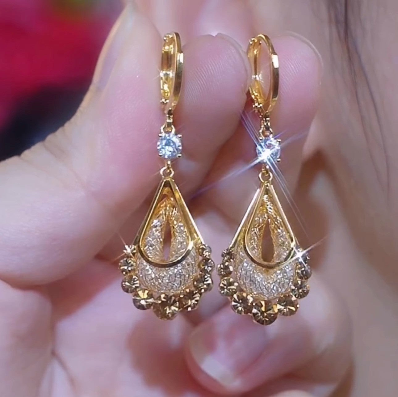 Crystal Leaf Drop Earrings For Her