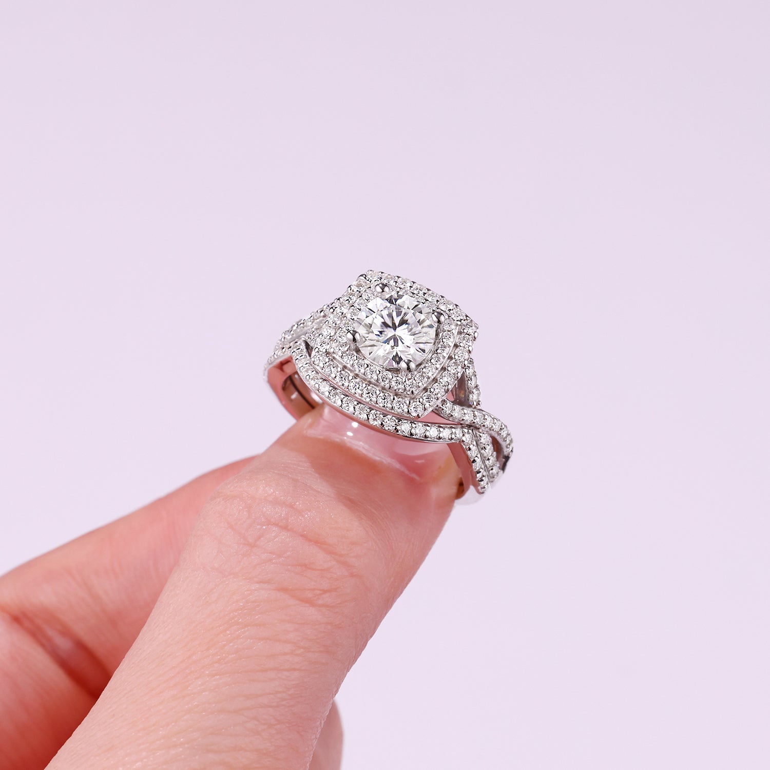 Princess 1-carat Moissanite Double Rings Set With Top-quality Moissanite