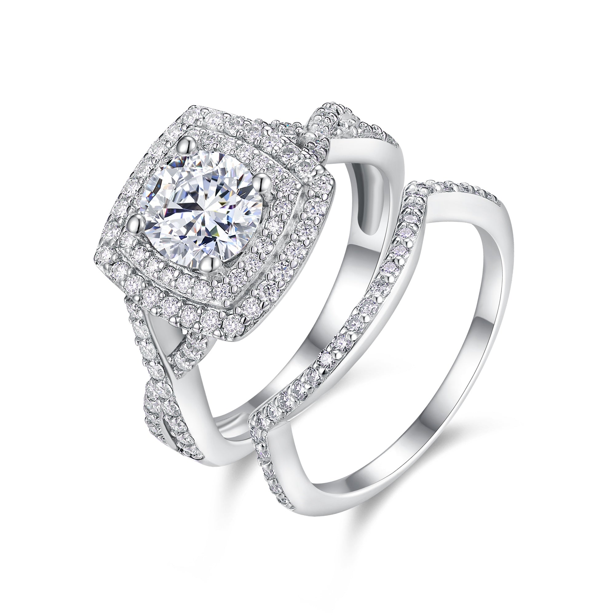 Princess 1-carat Moissanite Double Rings Set With Top-quality Moissanite