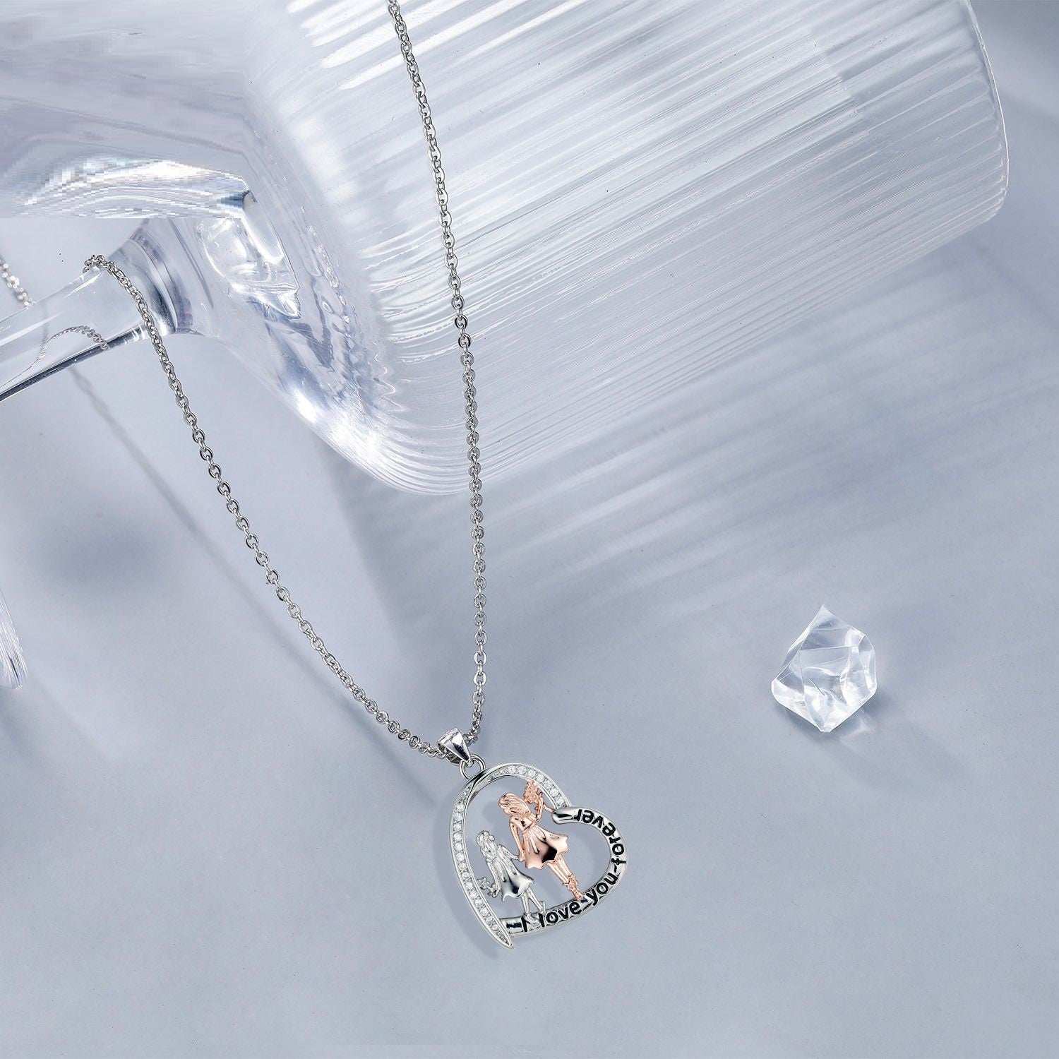 Sisters By Heart Silver and Rose Gold Necklace