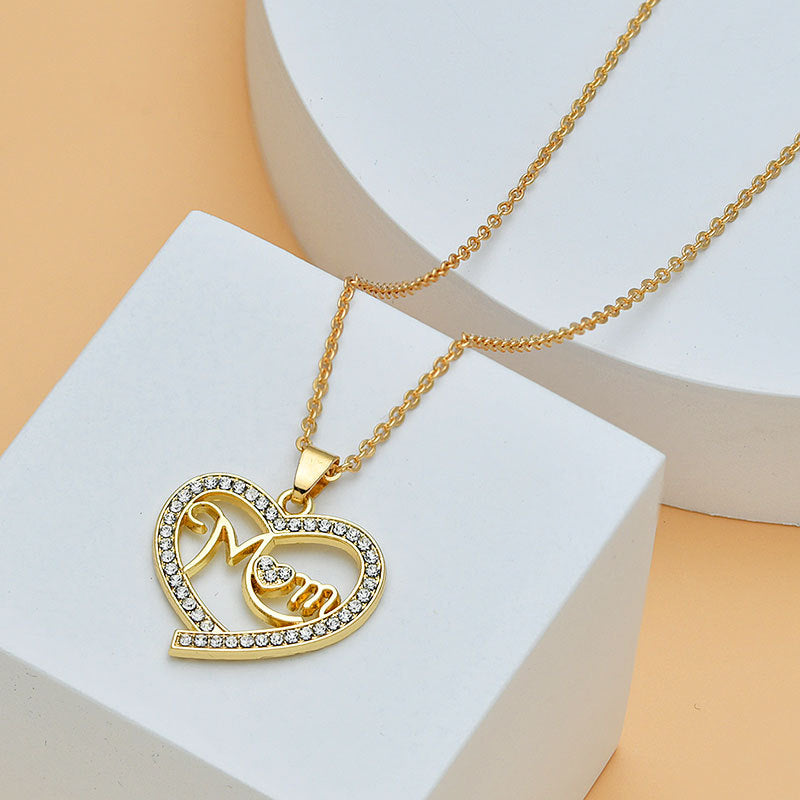 Pretty Gold Mom Heart Shape Necklaces For Mother's Day