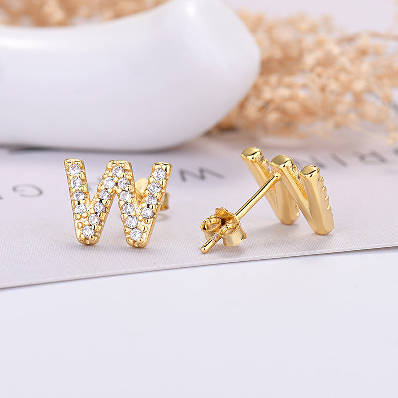 26-letter Zircon Earrings For Her or Him