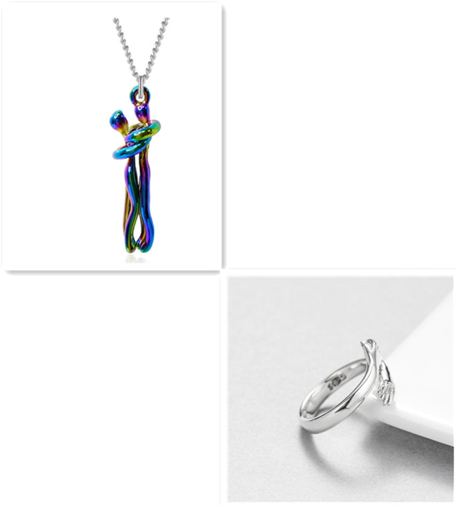 Love Hug Necklace Unisex Men Women Couple Jewelry