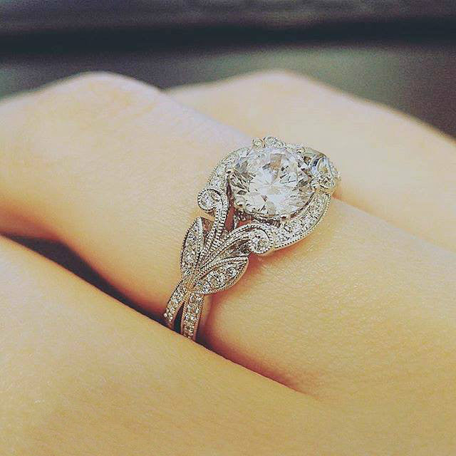 Tree Leaf Engagement Rings