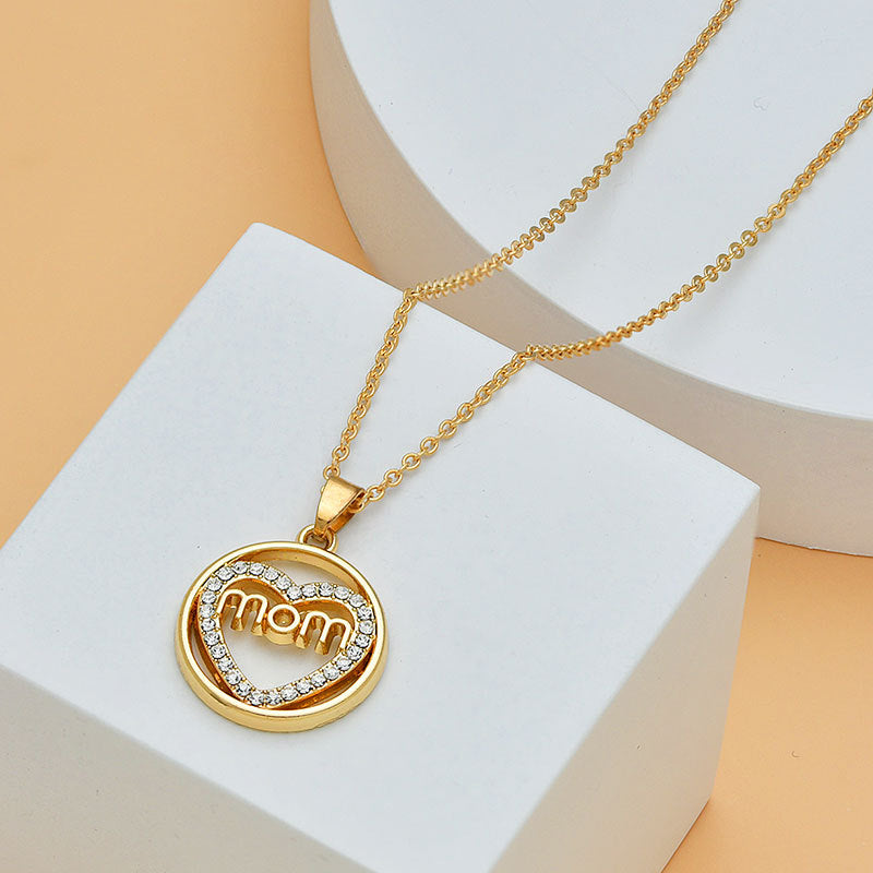 Pretty Gold Mom Heart Shape Necklaces For Mother's Day