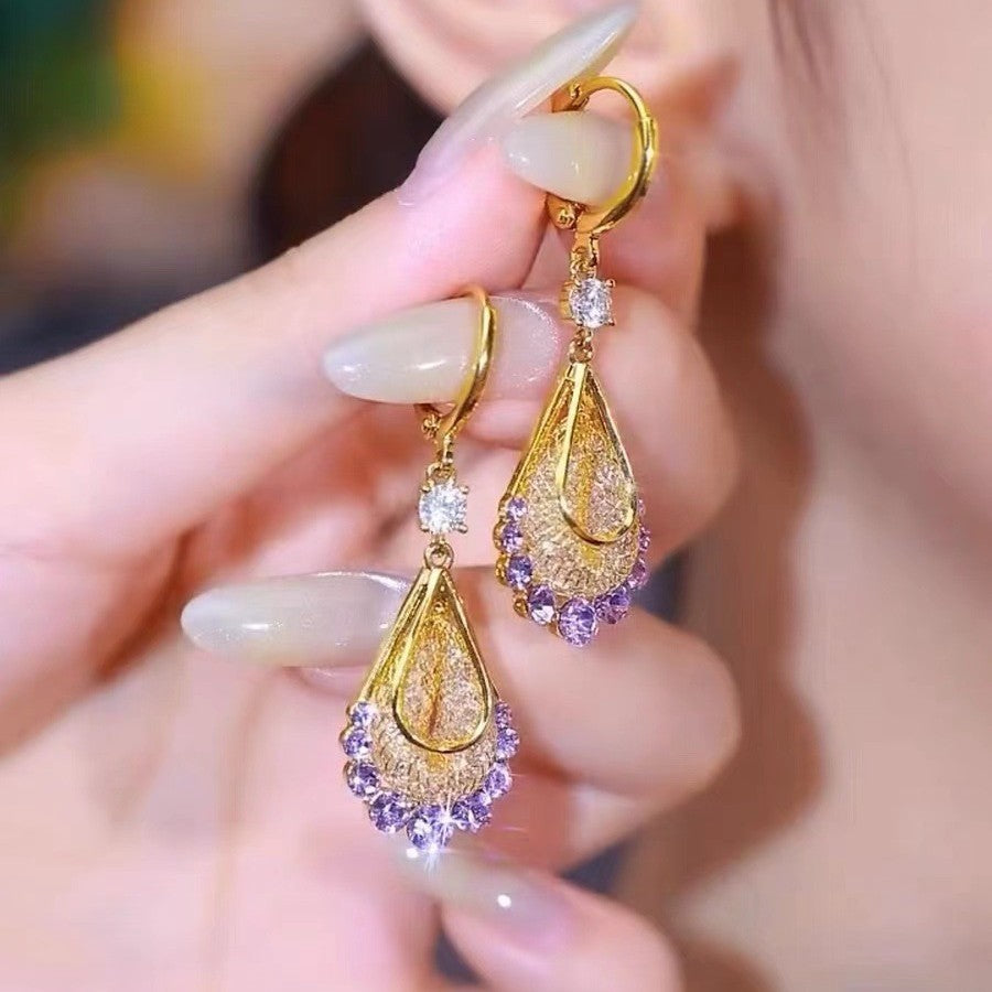 Crystal Leaf Drop Earrings For Her