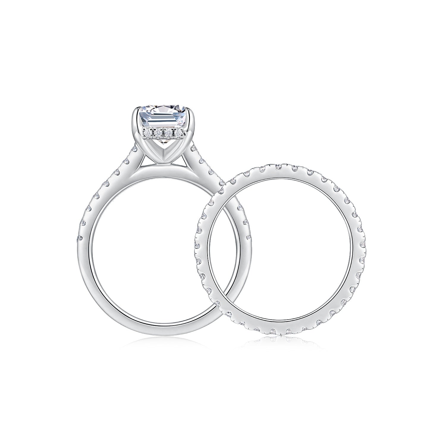 Octagonal Moissanite Double Rings Set With Top-quality Moissanite