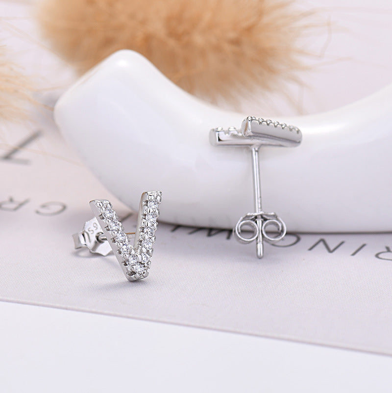26-letter Zircon Earrings For Her or Him