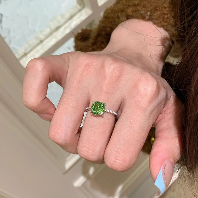 Green Diamond Gift Ring For Women