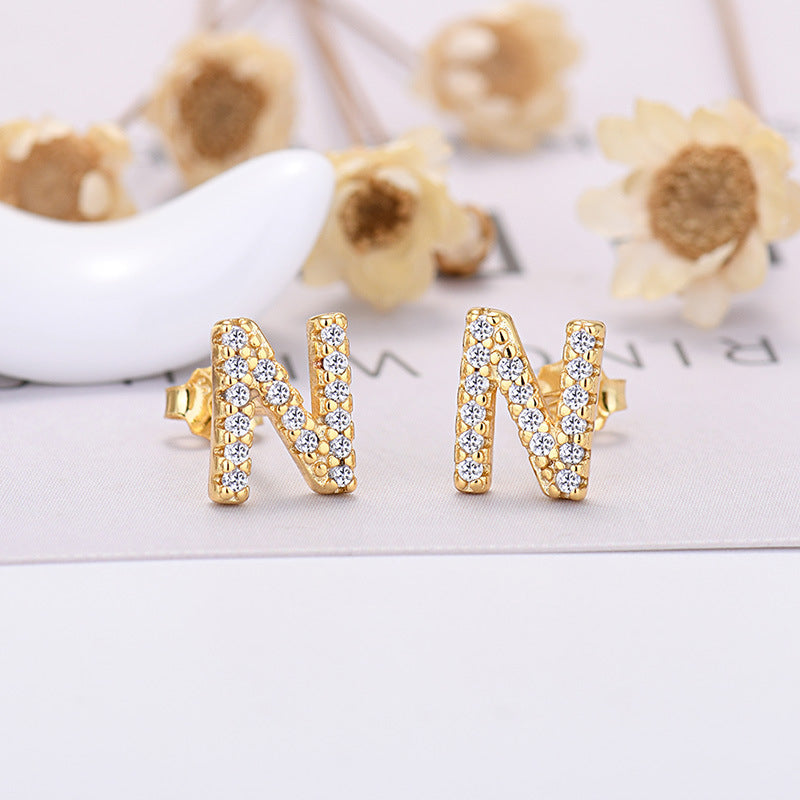 26-letter Zircon Earrings For Her or Him