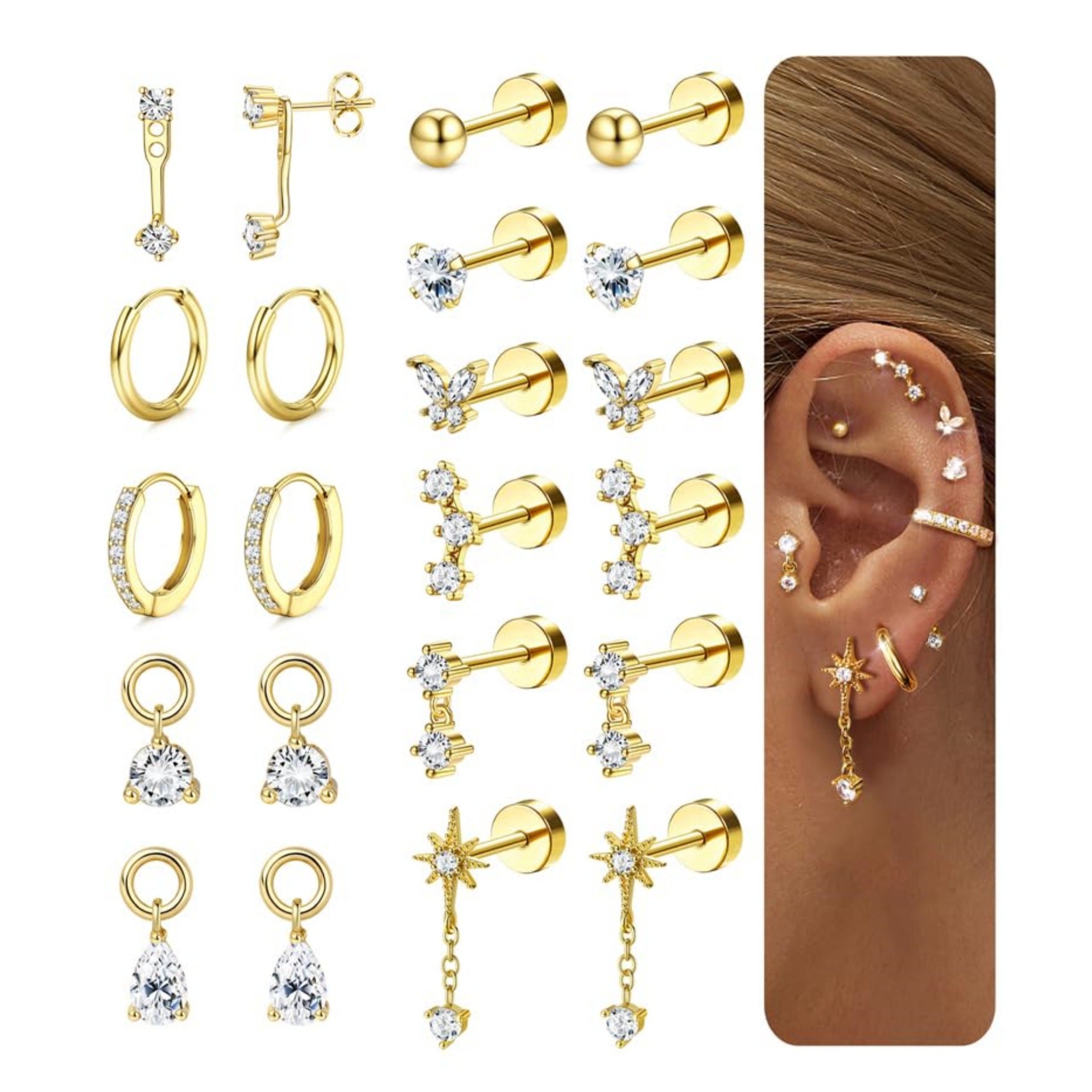Everyday Sparkling Ear Cuff Set For Women
