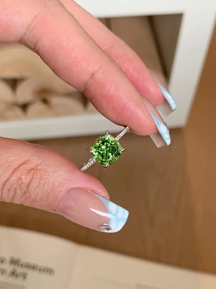 Green Diamond Gift Ring For Women