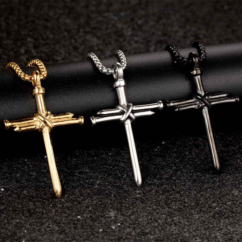 Faith Iron Nail Cross Pendant Necklace