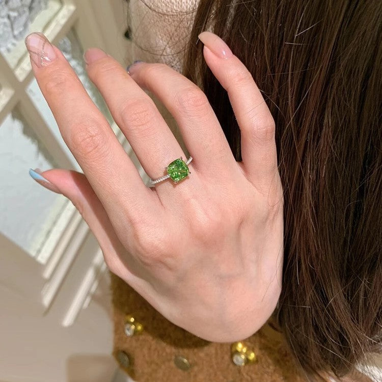 Green Diamond Gift Ring For Women