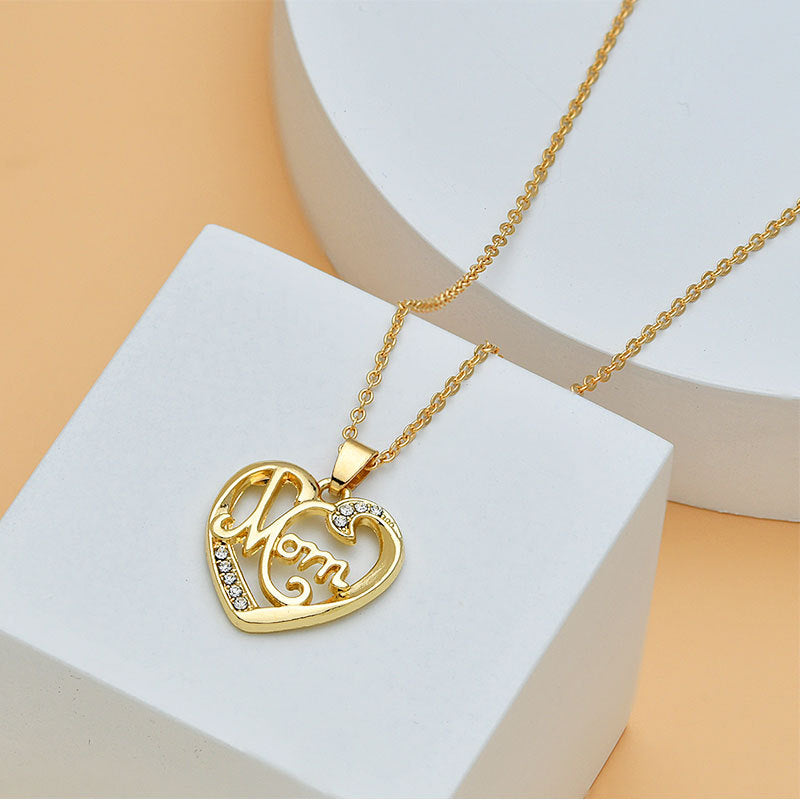Pretty Gold Mom Heart Shape Necklaces For Mother's Day