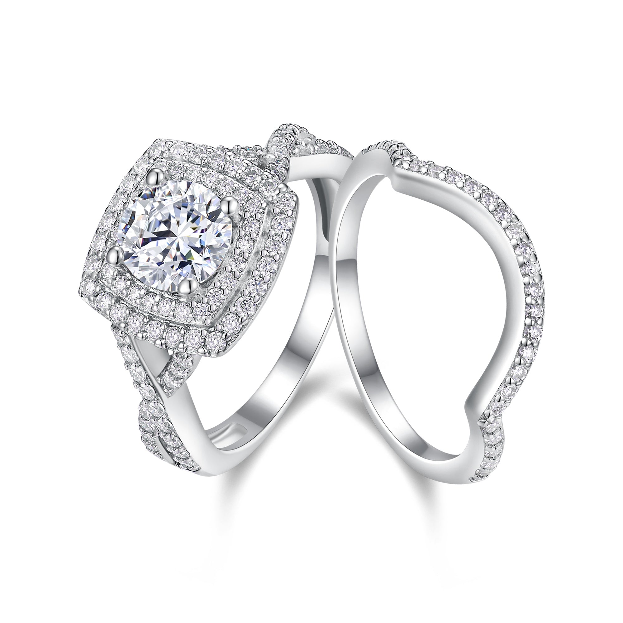 Princess 1-carat Moissanite Double Rings Set With Top-quality Moissanite