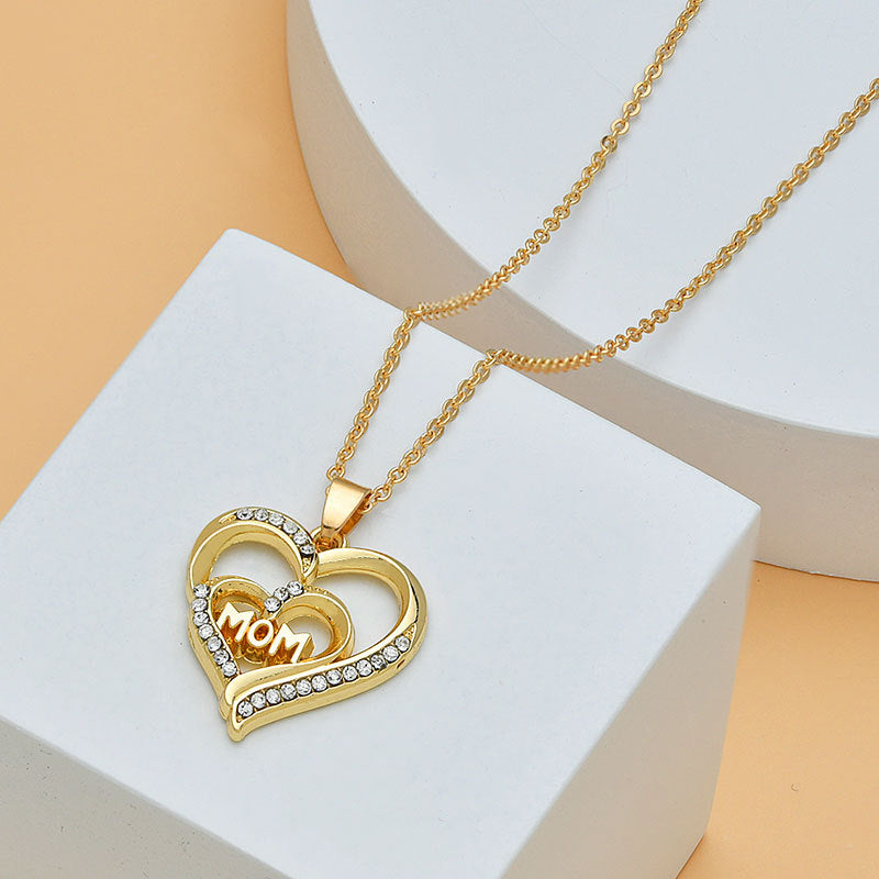 Pretty Gold Mom Heart Shape Necklaces For Mother's Day