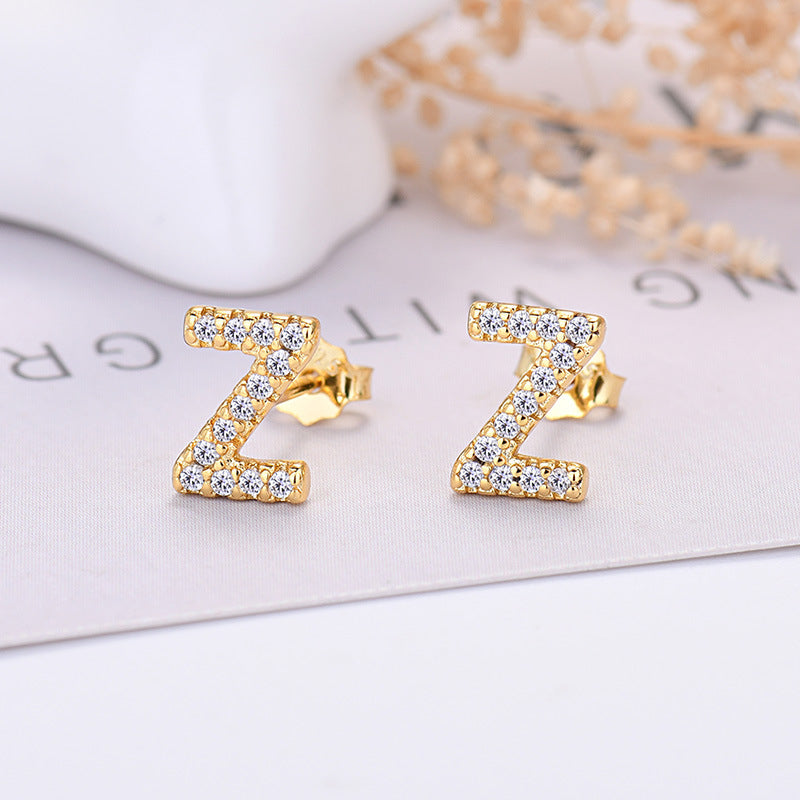 26-letter Zircon Earrings For Her or Him