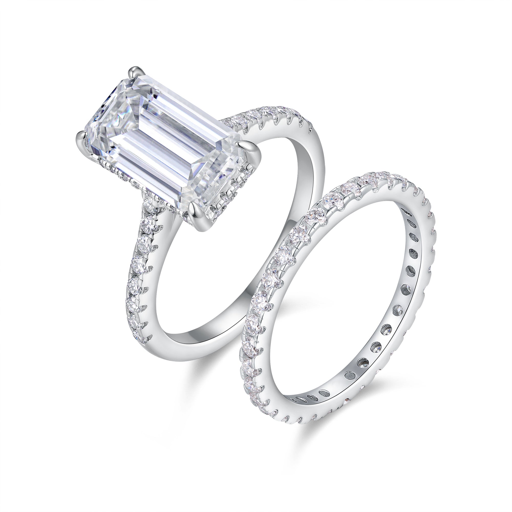 Octagonal Moissanite Double Rings Set With Top-quality Moissanite