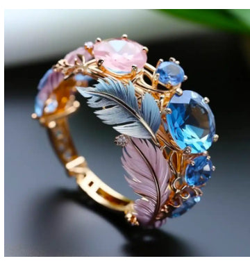 INS Flower Butterfly Ring With Rhinestones